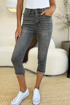 Judy Blue Full Size Button Fly High Waist Cuffed Capris - $64.00