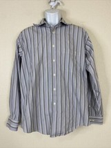 Pronto Uomo Men Size L Striped Button Up Shirt Long Sleeve Non Iron Pocket - £5.80 GBP