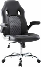 Office Gaming Chair, Grey Pu Leather High Back With Flip-Up Armrests, Er... - $2,476.45 MXN