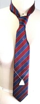 Aquascutum England blue red Diagonal  striped necktie Silk NWT Vintage  - $28.56