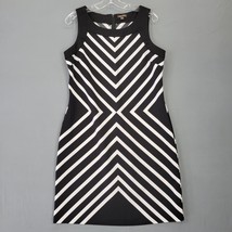 Voir Voir Women Dress Size 10 Black Stretch Preppy Chevon Chic Sleeveless A-Line - £11.51 GBP