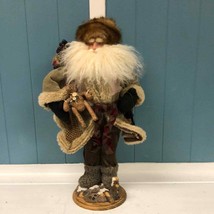 Wooden traveling 19” Santa Claus rustic Christmas decoration - $35.34