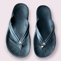 CROCS Alligator Black Sandals Flip Flops Thongs Beach Womens Shoes Sz 6 - £11.72 GBP