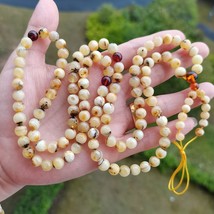 Yoowei 6mm-9mm Natural Amber Bracelet Genuine 108 Plant Beads Mala Meditation Bu - £54.33 GBP