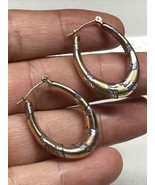Antique JCM  Sterling silver 925 1/20 10K vermeil hoop earrings Two Tone - €45,41 EUR