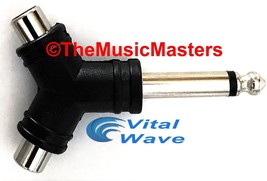 1/4&quot; Male Mono Plug to Dual RCA Jacks (F) Premium Audio Cable Cord Adapter VWLTW - £5.56 GBP