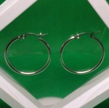14mm (.55&quot;) Silver Hoop Earrings Hypo Allergenic Stainless Steel - £5.37 GBP