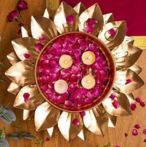 Handicraft Metal Urli Bowl Lotus Design Showpiece Home Decor ( - £30.06 GBP