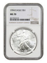 1994 $1 Silver Eagle NGC MS70 - £5,610.31 GBP