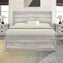 Vintage White Queen Platform Bed Frame - Rustic Farmhouse Style - $306.99