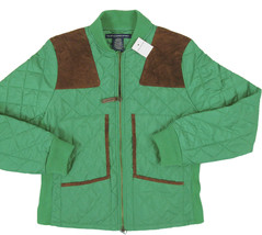 NEW Polo Ralph Lauren Womens Quilted Jacket!  Large  Green with Brown Su... - $149.99