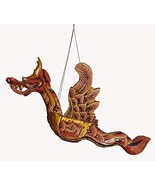 13" AUTHENTIC STYLE HAND CARVED WOODEN FLYING MYSTICAL DRAGON MOBILE WIN... - $24.69
