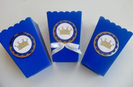 Royal blue and gold  Prince Party favors. Popcorn, goodie bags  SET OF 10 - $13.85