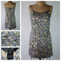Marc Jacobs Dress Size S/M Abstract Floral Spaghetti Strap Pocket Mini Blue Pink - £60.10 GBP