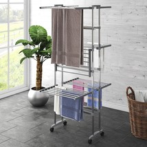 3-Tier Laundry Drying Rack with Wheels Silver 23.6"x27.6"x50.8" - $199.07 CAD