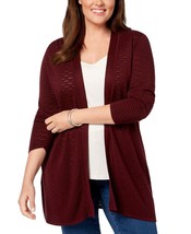 Charter Club Plus Size Open-Front Ribbed-Knit Cardigan, Size OX - £20.97 GBP