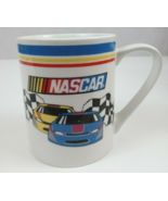 2002 Gibson Nascar Yellow &amp; Blue Cars With Checkered Flags White 4&quot; Coff... - $6.92