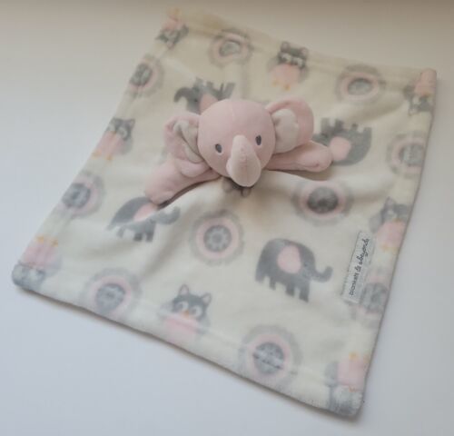 Primary image for Blankets and Beyond Lovey Elephant Pink Gray Soft Baby Security Blanket 14x14