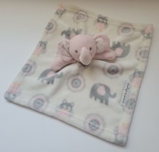Blankets and Beyond Lovey Elephant Pink Gray Soft Baby Security Blanket 14x14 - $14.50