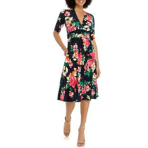 New Vince Camuto Blue Pink Floral Flare Midi Dress Size 14 $148 - £55.14 GBP