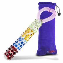 LeLuv Glass 8.5 Inch Rainbow Love Nubby Wand with Heart Handle - £19.59 GBP