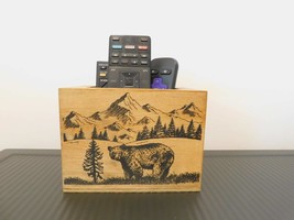 Remote Control Holder / black bear in woods  décor a great housewarming ... - £12.50 GBP
