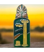 Greek 1950&#39;s Souvenir Enamel Brass Paper Clip Column Architecture Peacoc... - $407.06 MXN