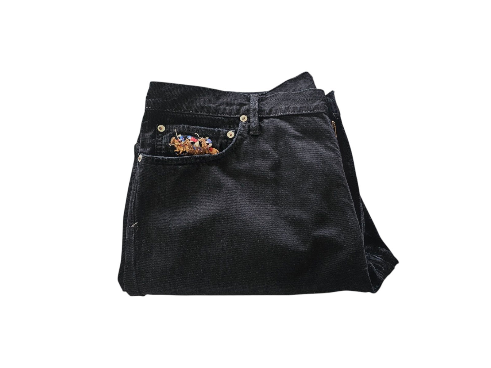 VINTAGE RALPH LAUREN POLO MATCH AUTHENTIC DRY GOOD BLACK DENIM JEANS SZ ... - £70.75 GBP