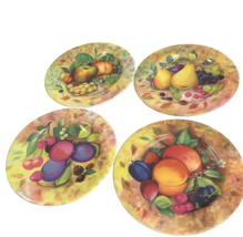 4 Monaco Godinger 8.5 in Salad Plates Fruit Apple Pear Plum hand decorat... - $45.31