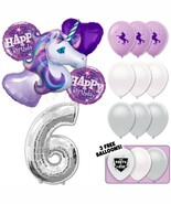 Enchanted Lilac Unicorn Birthday Deluxe Balloon Bouquet - Silver Number 6 - $32.99