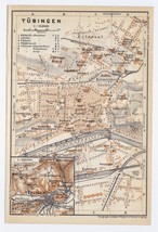 1929 Vintage Map Of Tubingen Esslingen Reutlingen / BADEN-WÜRTTEMBERG / Germany - $24.20