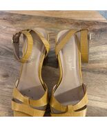 Love Your Sole Mustard Yellow Croc Embossed Heeled Sandals - $30.67 CAD