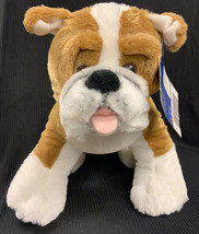 Build A Bear Bulldog Dog White Brown Boxer 14&quot; Plush Stuffed Animal Toy - £11.91 GBP