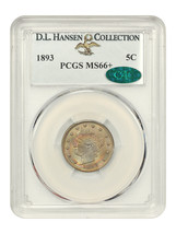 1893 5c PCGS/CAC MS66+ ex: D.L. Hansen - $3,880.00
