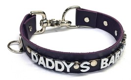 Purple leather choker restraint choose color/word/and size - £31.37 GBP