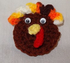 Vintage Brooch Crochet Thanksgiving Turkey Head Holiday Pin Handmade Bro... - $9.89