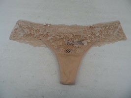 Adore Me Women&#39;s Lace Risque See Through Thong Panties 07908 Beige Medium - $4.74