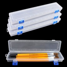 4 Pack Paint Brush Storage Box Clear Paint Brush Holder Long Brush Storage Case  - £20.44 GBP