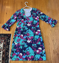 Katherine Way Naples Dress 3/4 Sleeve XS jewel tone floral round neck ru... - £23.68 GBP