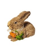 Sisal Bunny Rabbit 8.5&quot; Figure with Carrot Lace Neck Bow Easter Spring - £14.36 GBP