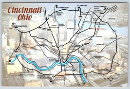 Postcard Cincinnati Ohio Map City Map Cincinnati Metropolitan Area 4x6 - £3.93 GBP