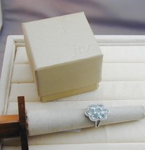 JTV Sterling 7 Oval Aquamarine White Zircon Cocktail Ring 6 New In Box - £47.03 GBP