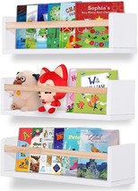 Three White Nursery Floating Wall Shelves For Baby Room Decor, Kitchen Spice - £32.10 GBP