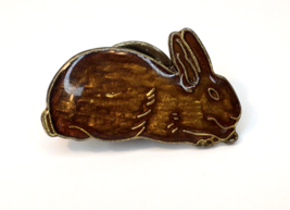 Vintage Warm Brown Enamel Bunny Rabbit Lapel Pin Glossy Shiny Easter - £9.43 GBP