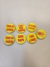 LOT of 7 Vintage 60s Slogan Pinback Protest Education Button Saying Pins - £13.81 GBP