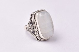 Natural Rainbow Moonstone Gemstone 925 Sterling Silver Handmade Ring For Gift - £39.70 GBP