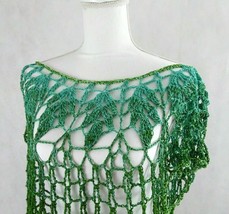 Women summer loose Lace Handmade Crochet Ombre Green Lightweight XL Beach - £35.05 GBP