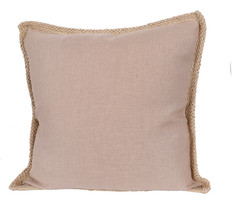 24&quot; X 24&quot; Beige and Brown Polyester Zippered Pillow with Jute Trim - £63.37 GBP