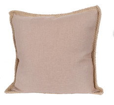 24&quot; X 24&quot; Beige and Brown Polyester Zippered Pillow with Jute Trim - $80.57