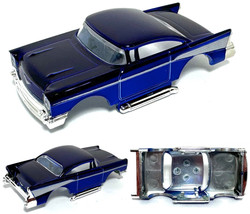 2023 Ho Af Xtras 1957 Custom Low ’57 Chevy Bel Air Slot Car Body Navy Blue Chrome - £14.38 GBP